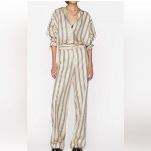 Frame Pants and Shirt Safari High Rise Silk Beige Size 0